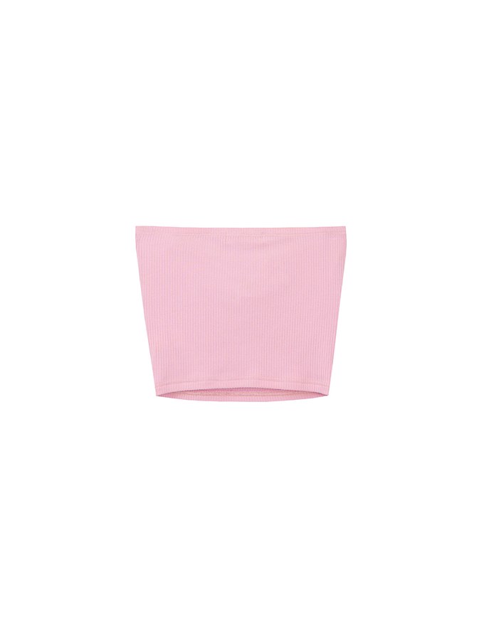 【Lyra & Toby】Embroidery Graphic Ribbed Padded Tube Top