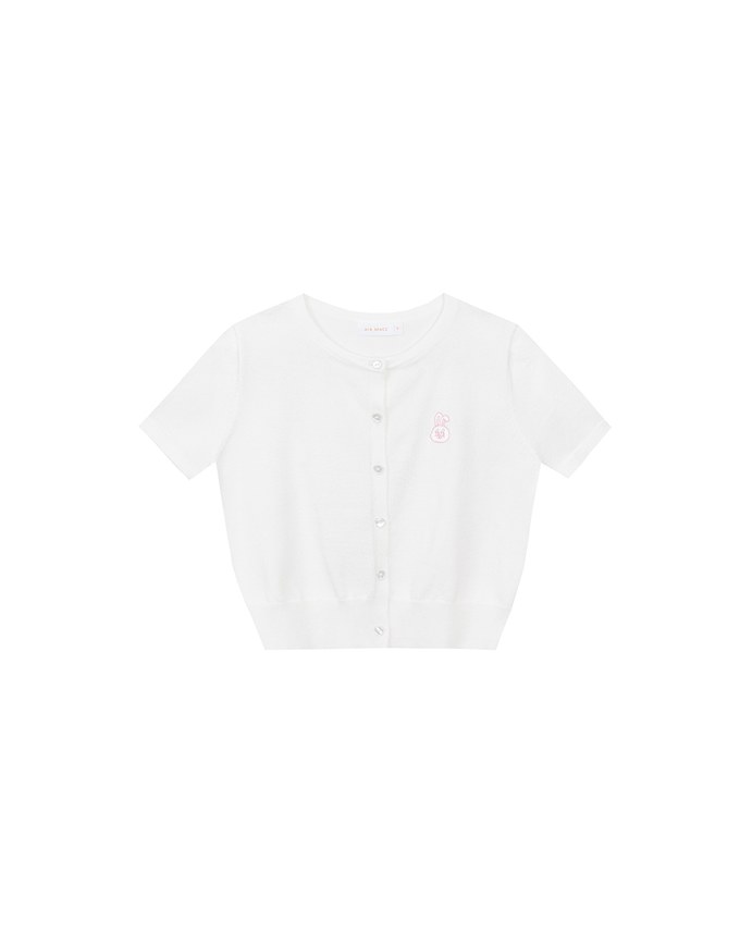 【Lyra & Toby】Embroidery Graphic Ribbed Buttoned Knit Cardigan Top
