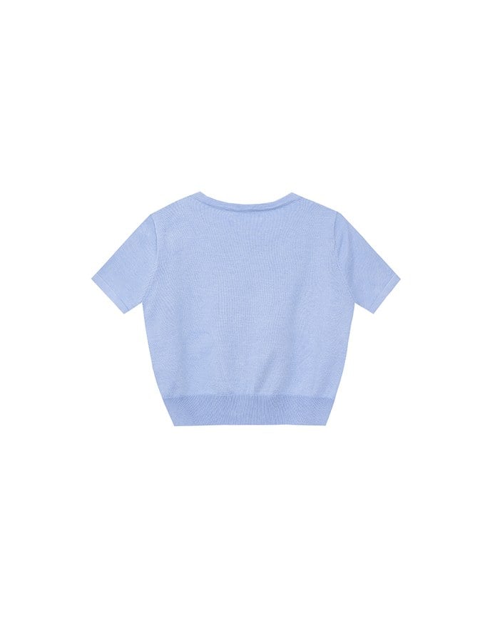 【Lyra & Toby】Embroidery Graphic Ribbed Buttoned Knit Cardigan Top