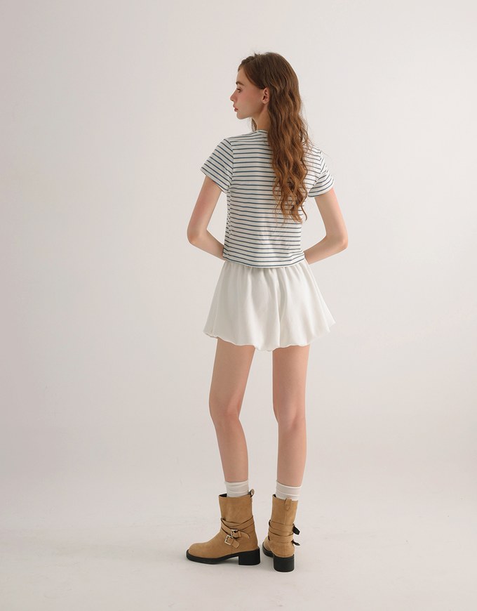 Retro Fit Striped Crew Neck Stretchy Cropped Tee