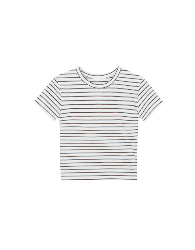 Retro Fit Striped Crew Neck Stretchy Cropped Tee