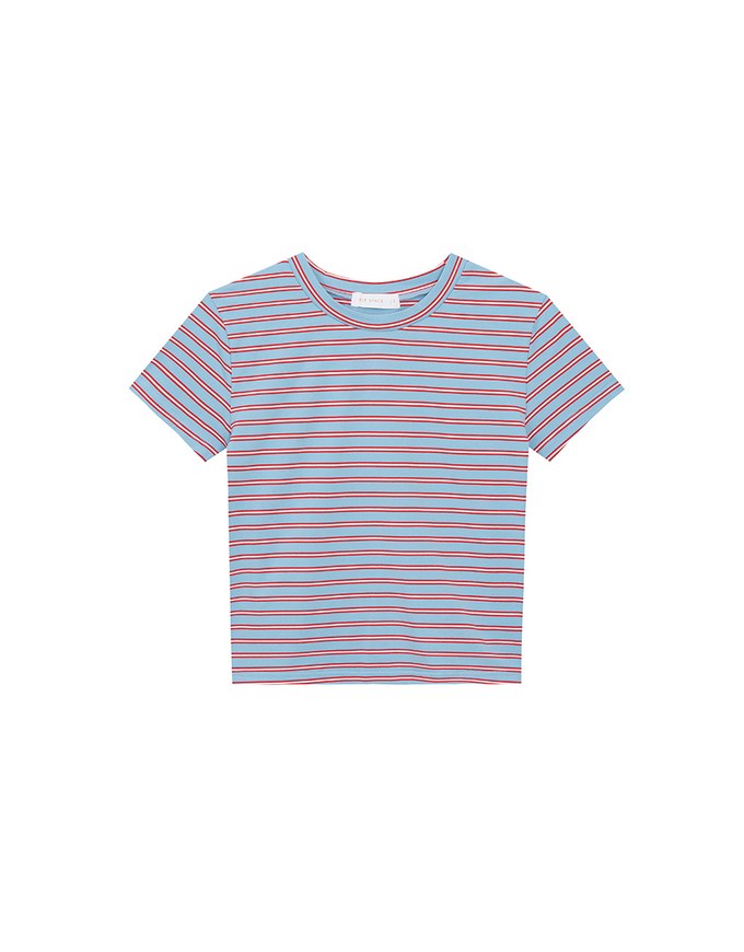 Retro Fit Striped Crew Neck Stretchy Cropped Tee