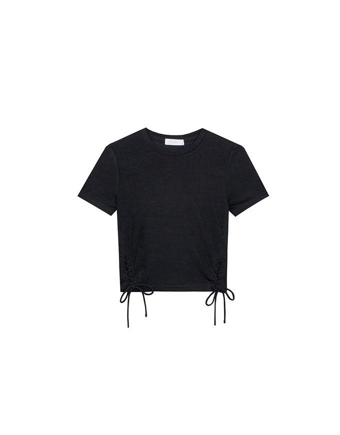 Side Lace Up Short Sleeve Fitted Mini Tee