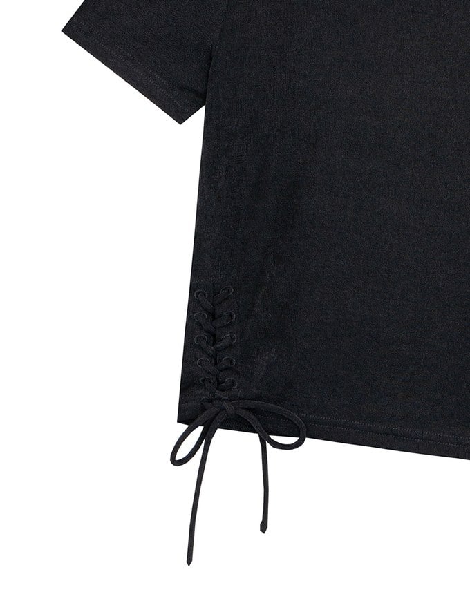 Side Lace Up Short Sleeve Fitted Mini Tee