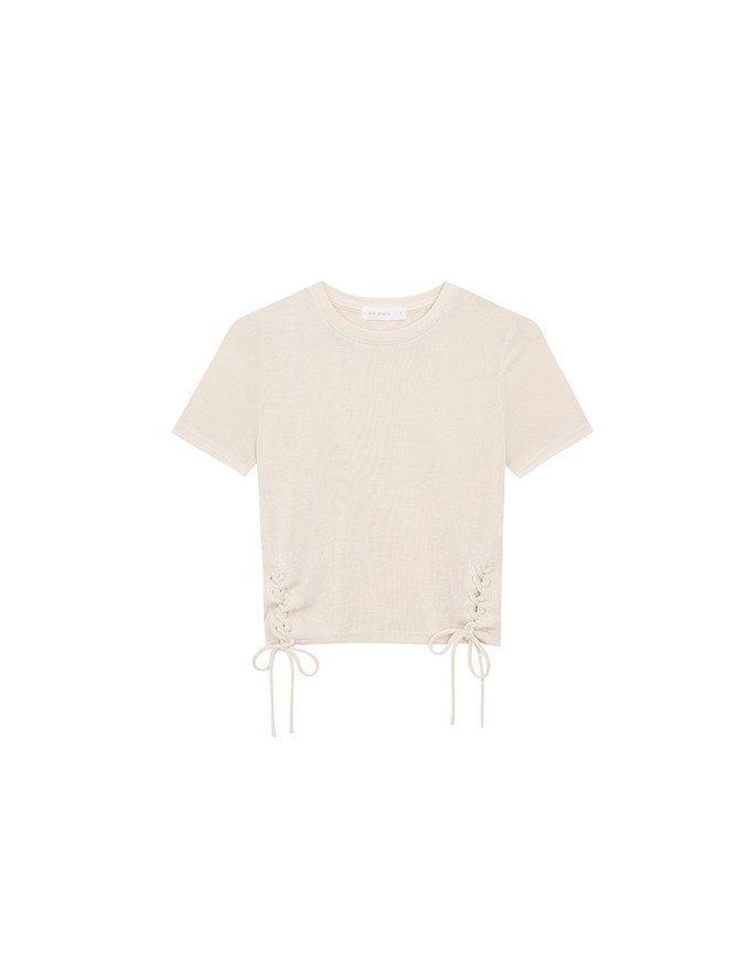 Side Lace Up Short Sleeve Fitted Mini Tee