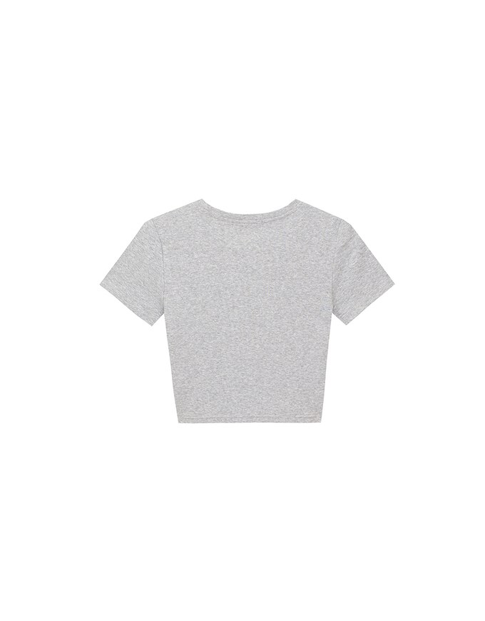 【Lyra & Toby】Embroidery Graphic Slogan Cropped Tee