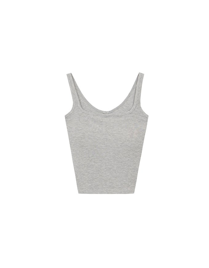 Square Neck Ribbed Tank Top with Back Bow Tie Detail