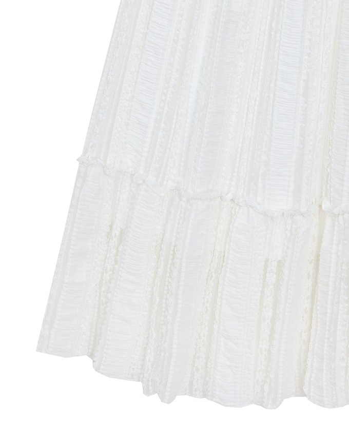 Boho Bohemian Style Lace Textured Tiered Maxi Skirt