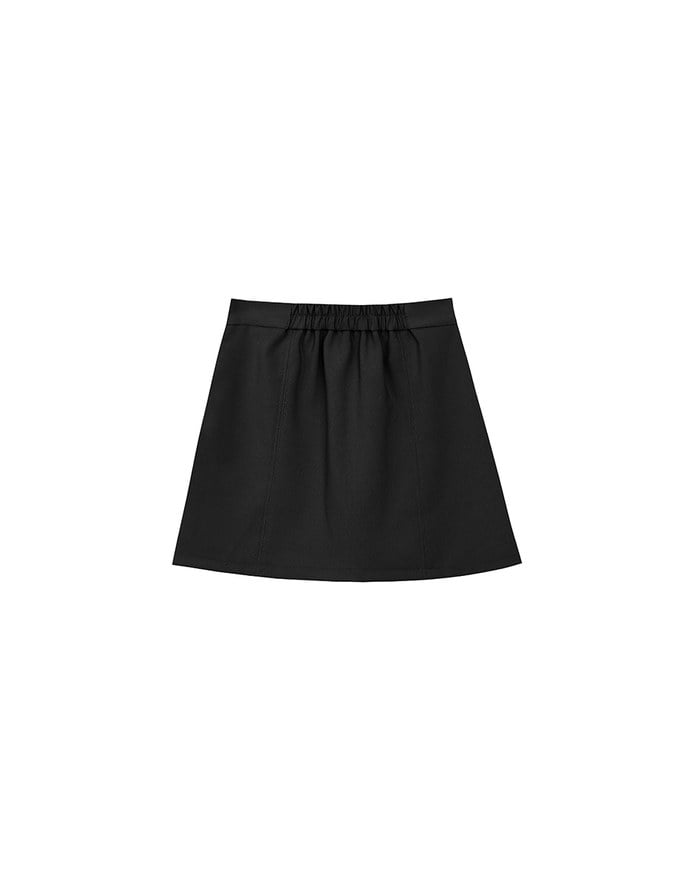 Waistline Gold Chain Detail High Waist Front Slit Mini Skirt