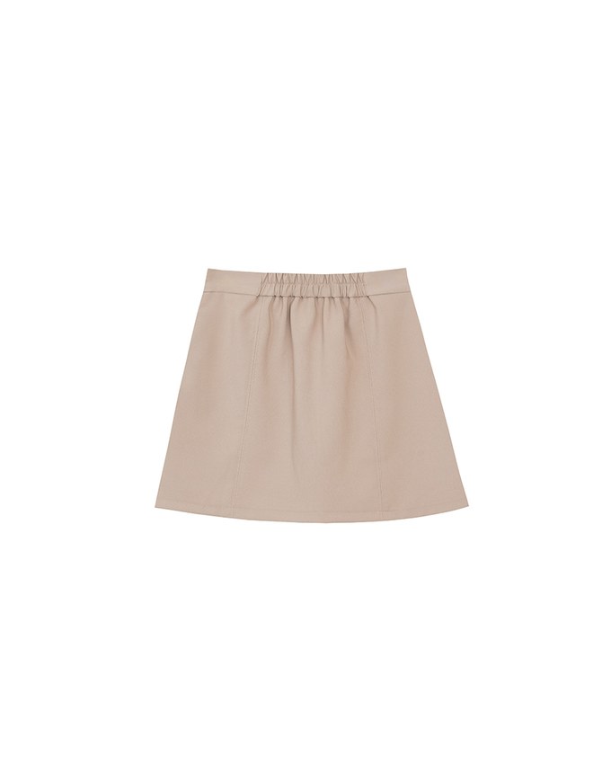 Waistline Gold Chain Detail High Waist Front Slit Mini Skirt