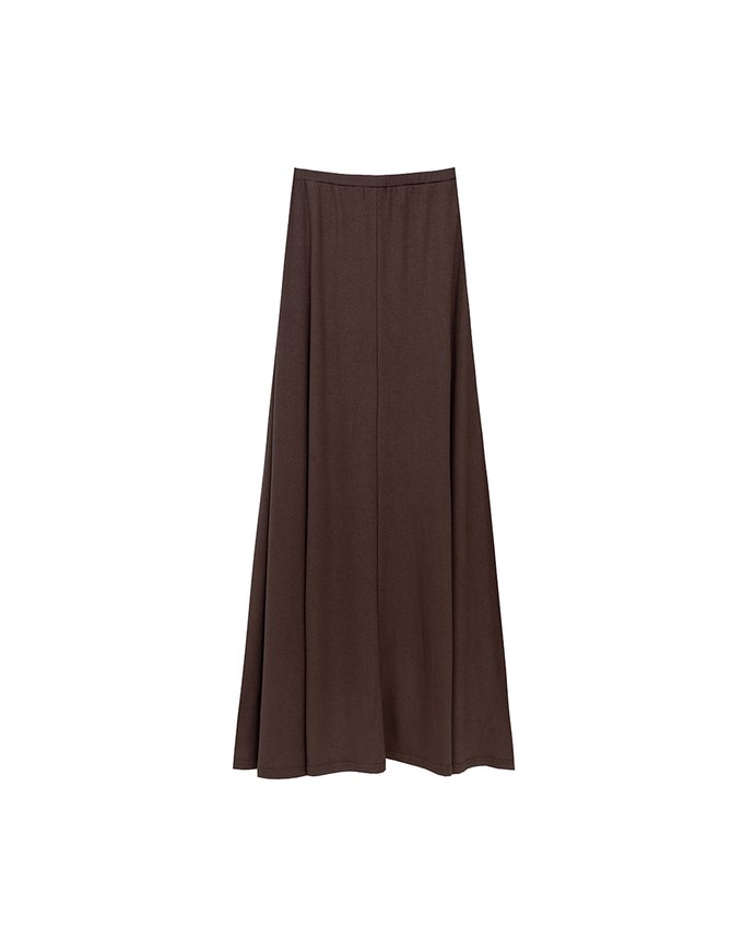Logo Embroidered Slim Fit Flared Maxi Skirt
