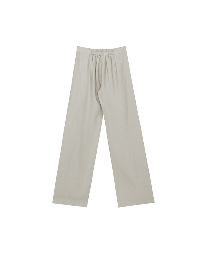 Cooling Fabric Lighweight High Waist Wide Leg Pants with Pleated Front Detail