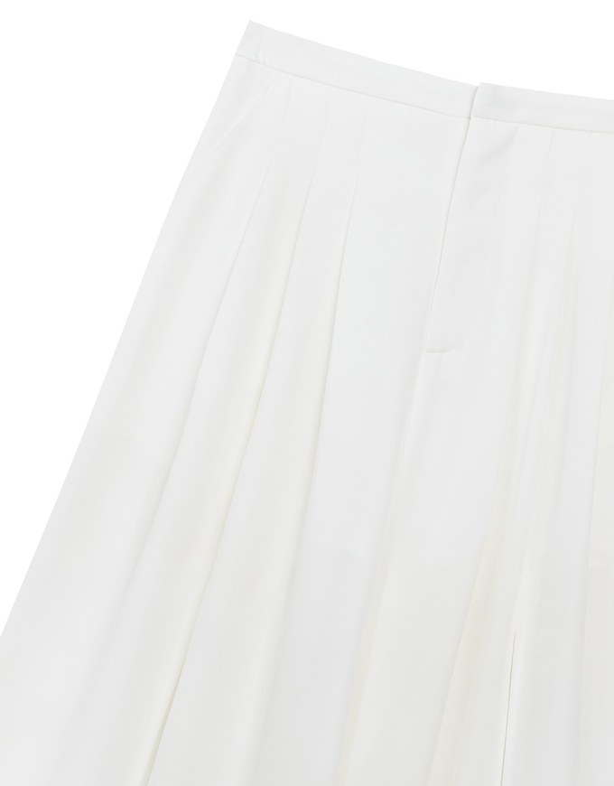 Front Slit Flowy Pleated Wide Leg Pants