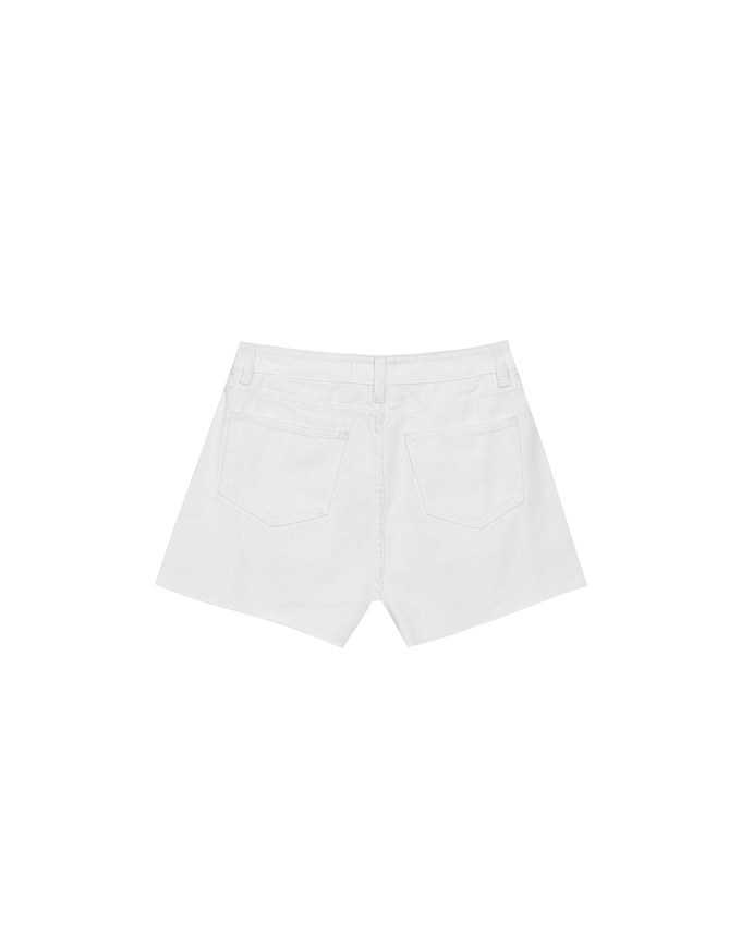 High Waisted Distressed Raw Hem Jeans Denim Shorts