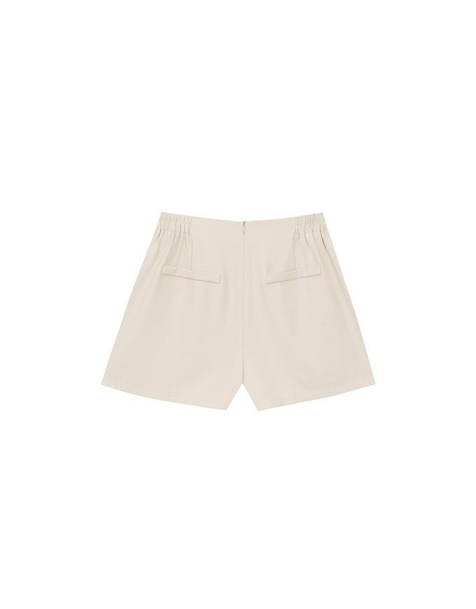 High Waist Chain Accent Pleated Tailored Shorts
