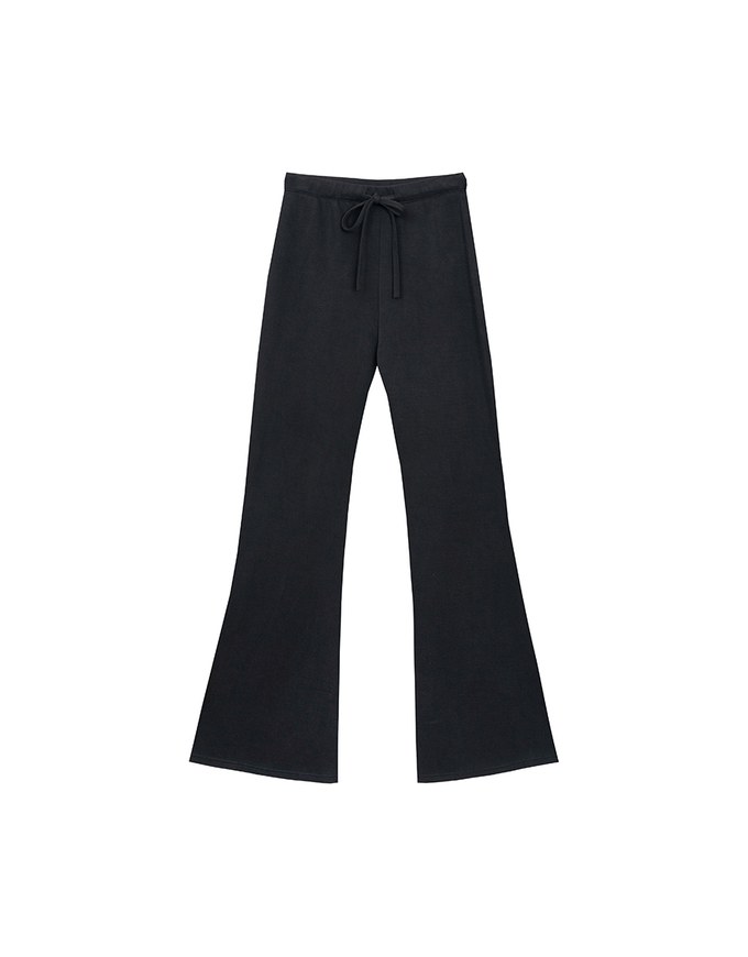 High Waist Drawstring Waist Stretch Knit Flared Sweatpants