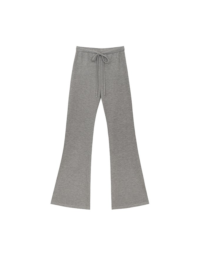 High Waist Drawstring Waist Stretch Knit Flared Sweatpants