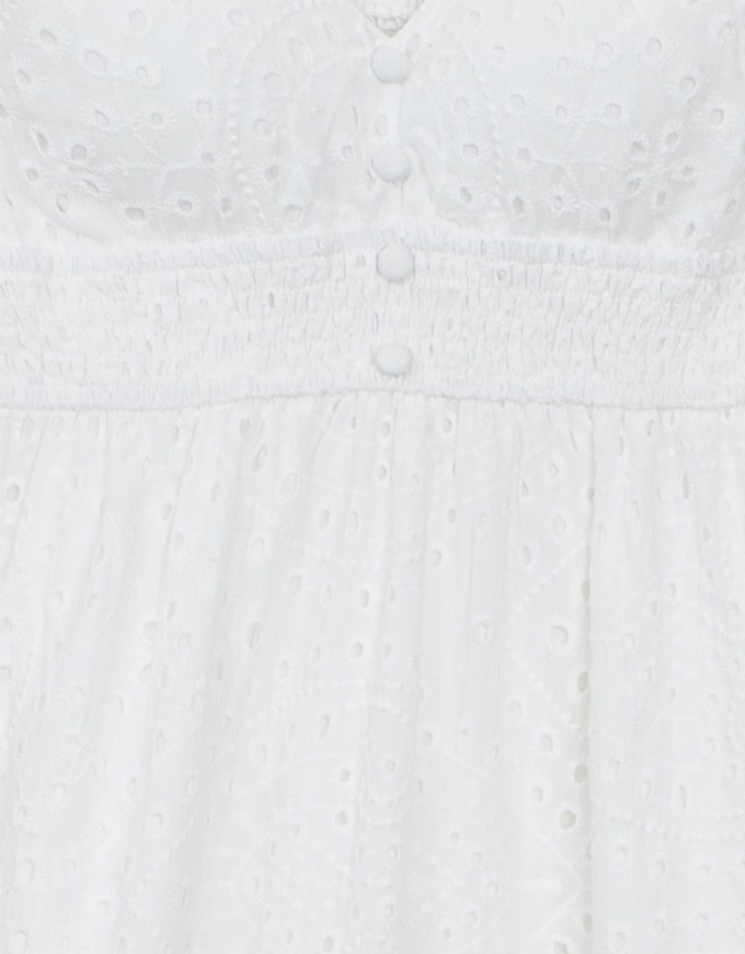 Boho Bohemian Style V Neck Eyelet Lace Tiered Padded Maxi Dress