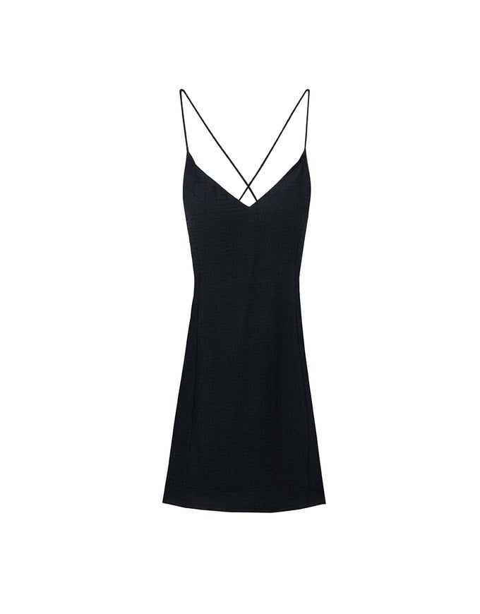 Cooling Fabric Lighweight Crisscross Backless Strappy Padded Mini Dress