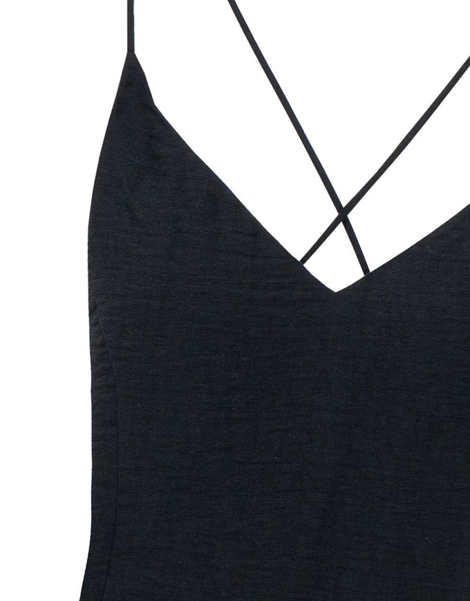 Cooling Fabric Lighweight Crisscross Backless Strappy Padded Mini Dress