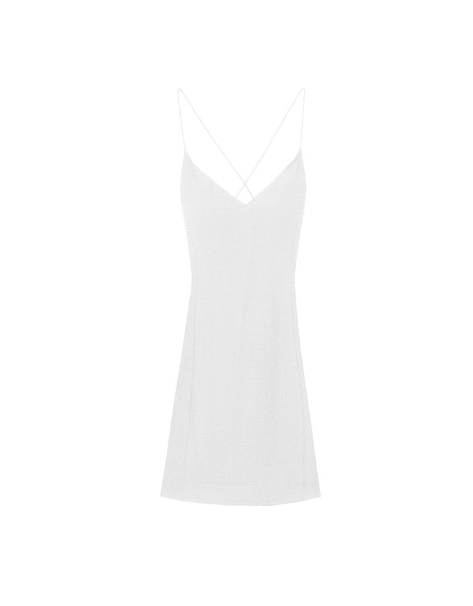 Cooling Fabric Lighweight Crisscross Backless Strappy Padded Mini Dress