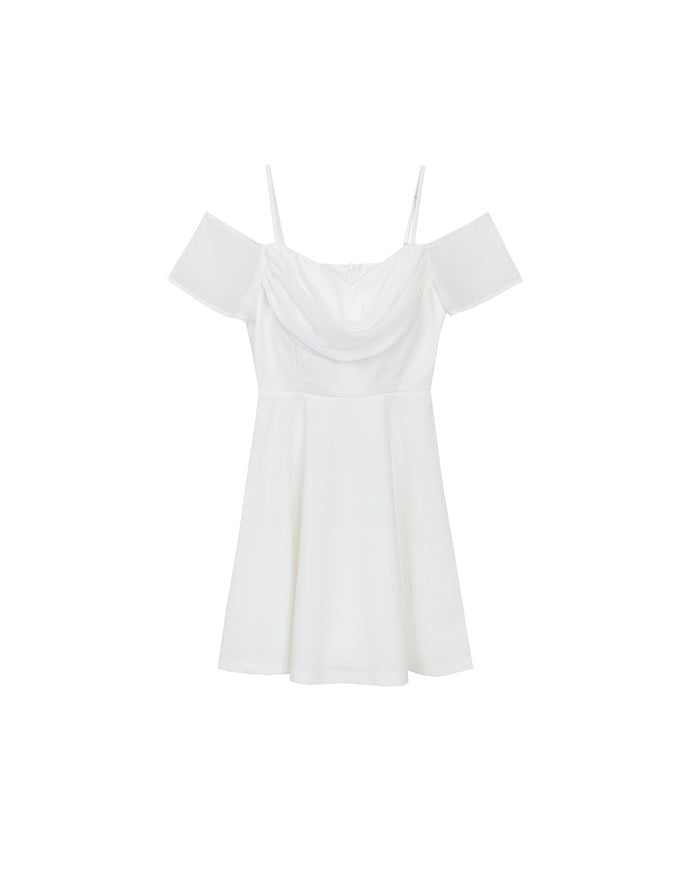 Off Shoulder Layered Chiffon Padded Mini Dress