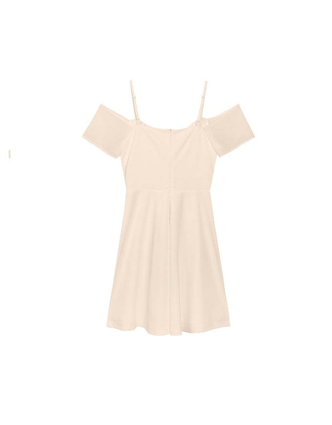 Off Shoulder Layered Chiffon Padded Mini Dress