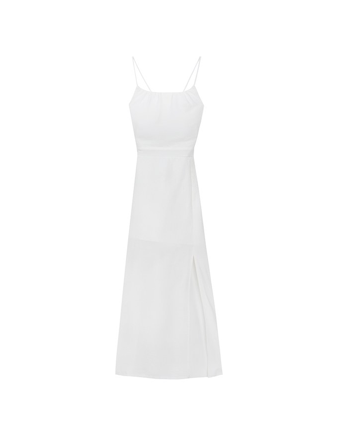 Crisscross Backless Halter Padded Maxi Dress