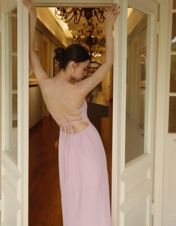 Crisscross Backless Halter Padded Maxi Dress
