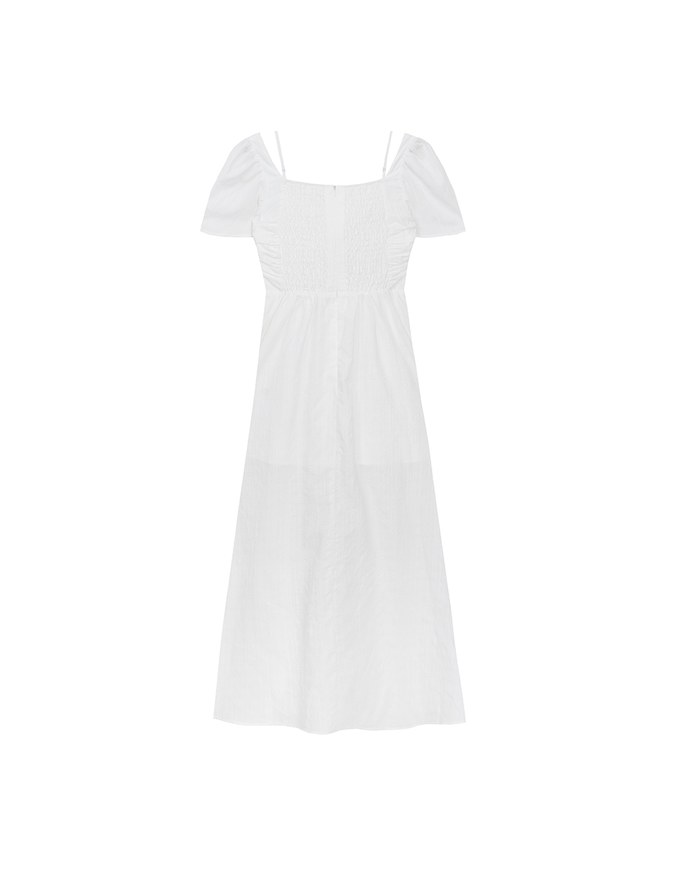 Sweetheart Puff Sleeve Ruched Bodice Check Padded Maxi Dress