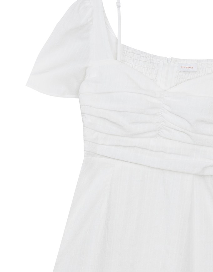 Sweetheart Puff Sleeve Ruched Bodice Check Padded Maxi Dress