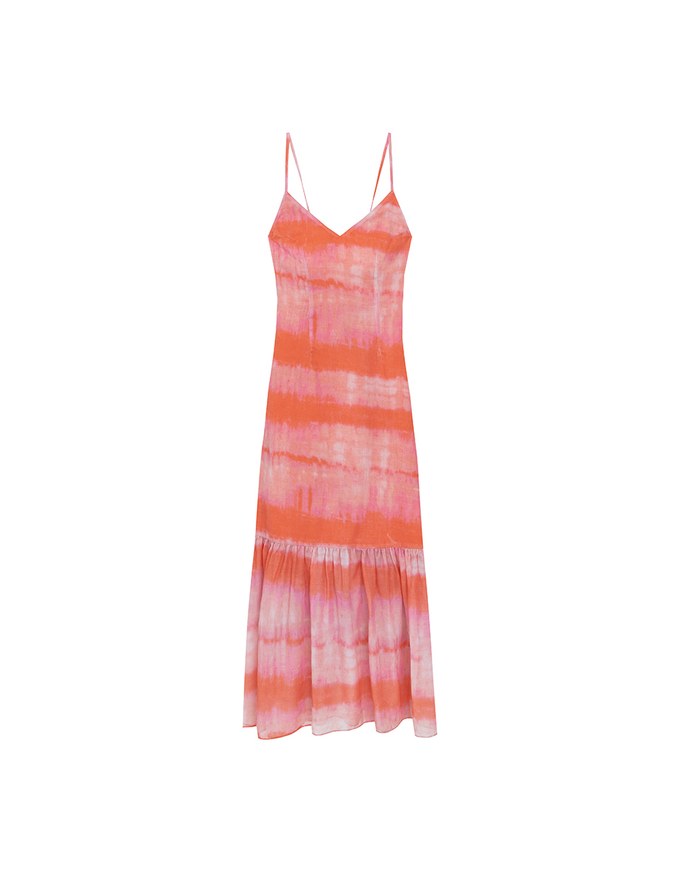 V Neck Tie Dye Spaghetti Strap Padded Maxi Dress