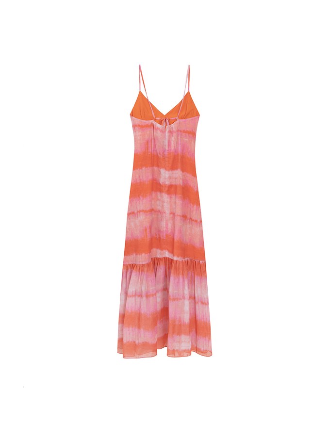 V Neck Tie Dye Spaghetti Strap Padded Maxi Dress