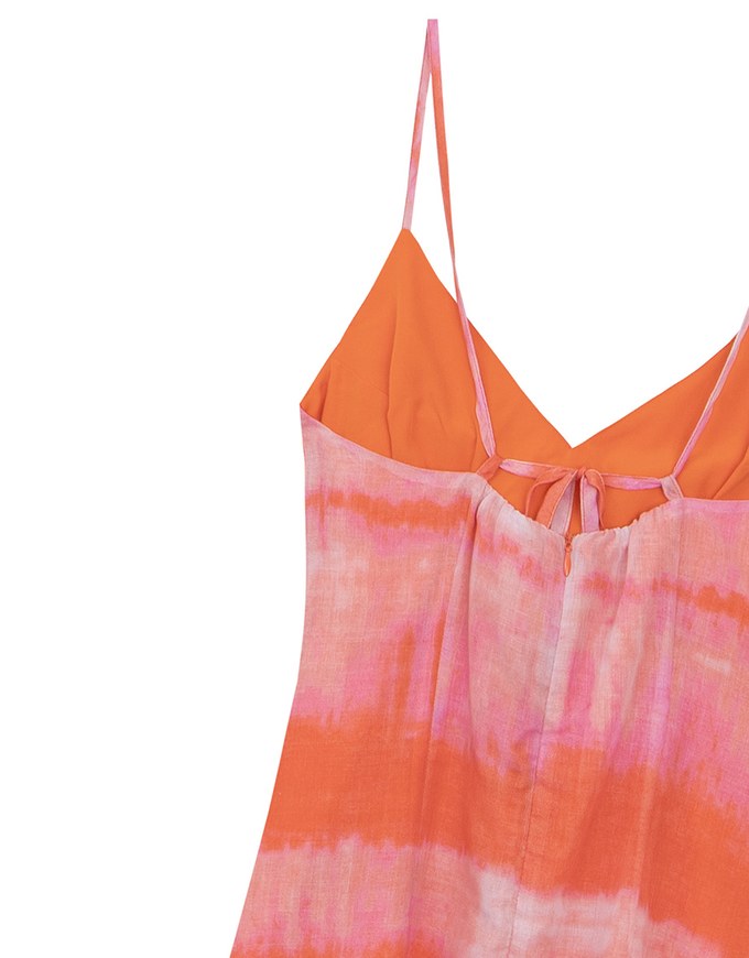 V Neck Tie Dye Spaghetti Strap Padded Maxi Dress