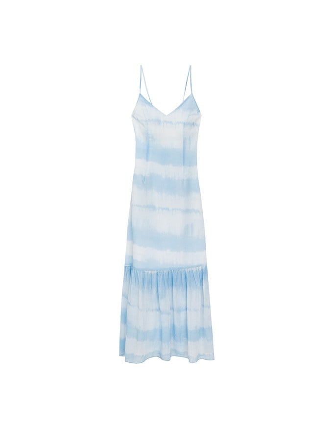 V Neck Tie Dye Spaghetti Strap Padded Maxi Dress