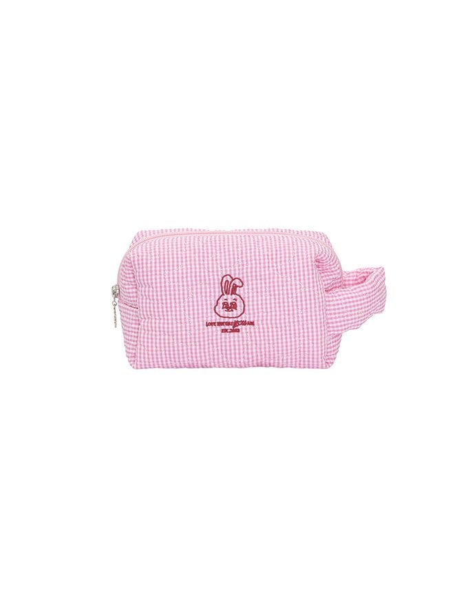 【Lyra & Toby】Embroidered Quilted Check Makeup Pouch
