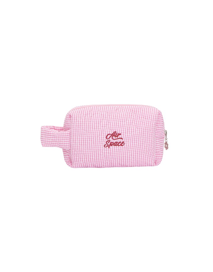 【Lyra & Toby】Embroidered Quilted Check Makeup Pouch