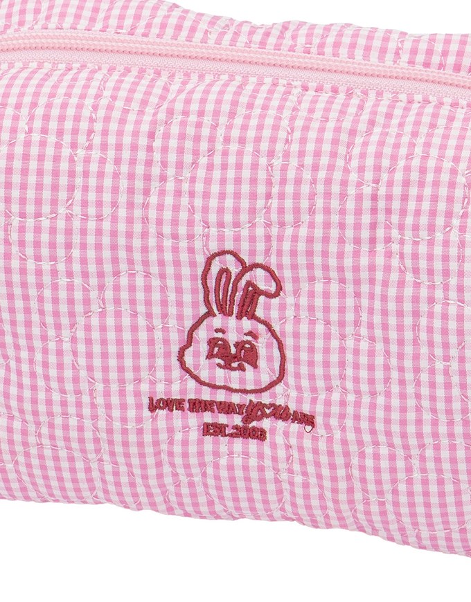 【Lyra & Toby】Embroidered Quilted Check Makeup Pouch