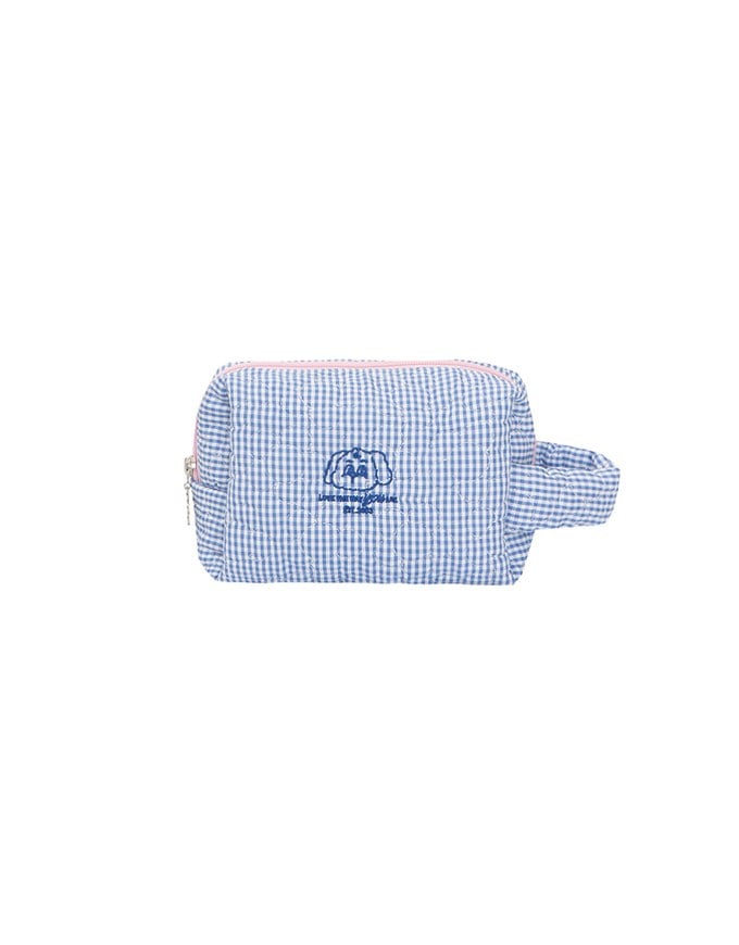 【Lyra & Toby】Embroidered Quilted Check Makeup Pouch