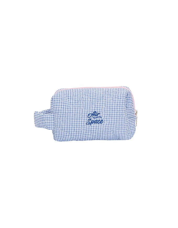【Lyra & Toby】Embroidered Quilted Check Makeup Pouch