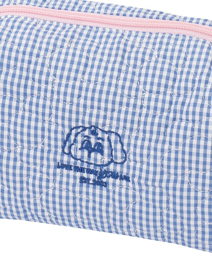 【Lyra & Toby】Embroidered Quilted Check Makeup Pouch