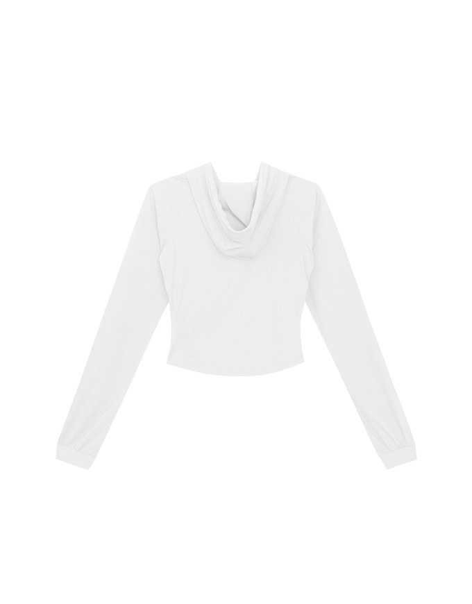 Cooling Fabric Fitted Zip-Up Hooded Jacket with Pockets Detail