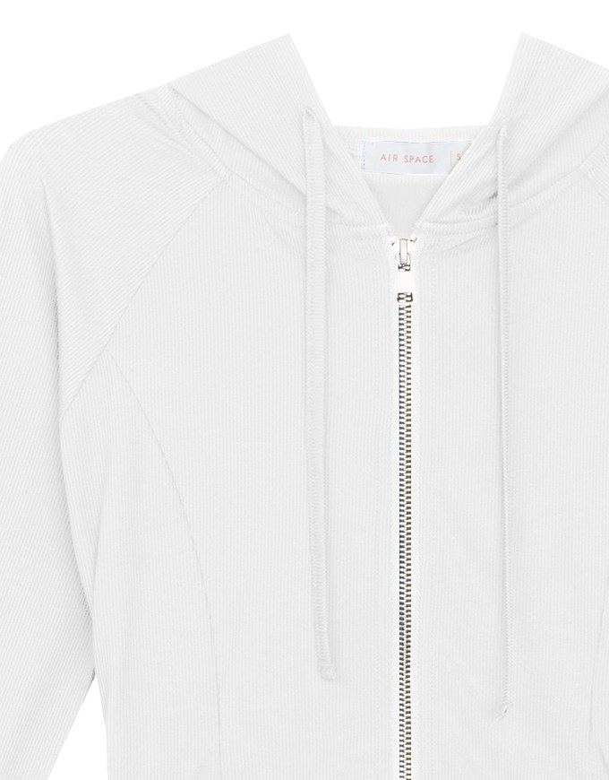 Cooling Fabric Fitted Zip-Up Hooded Jacket with Pockets Detail