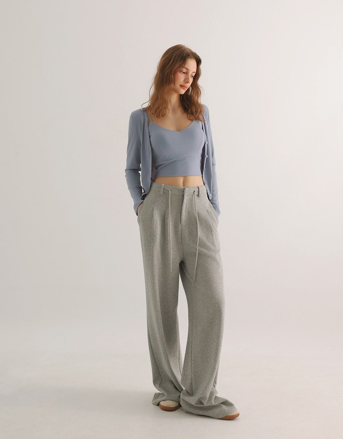 Cooling Fabric Side Ruched Button Cardigan and Adjustable Padded Bra Top Set Wear