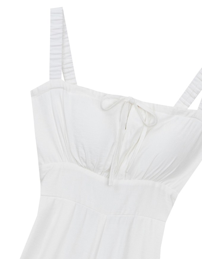 Cooling Fabric Ruched Front Wide Leg Jumpsuit with Back Cutouts Detail