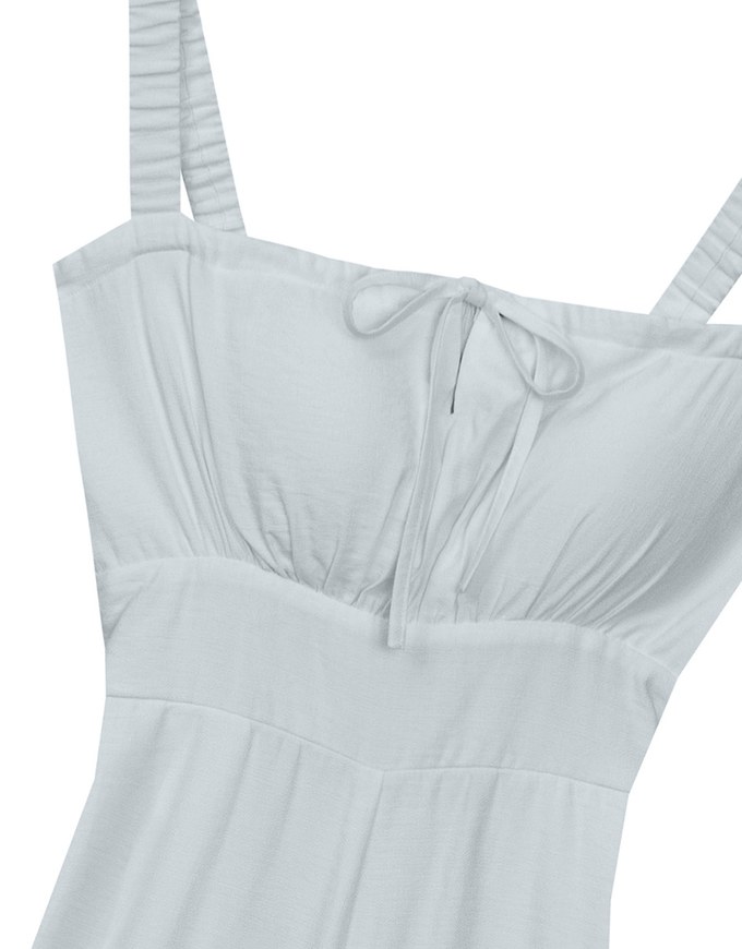 Cooling Fabric Ruched Front Wide Leg Jumpsuit with Back Cutouts Detail