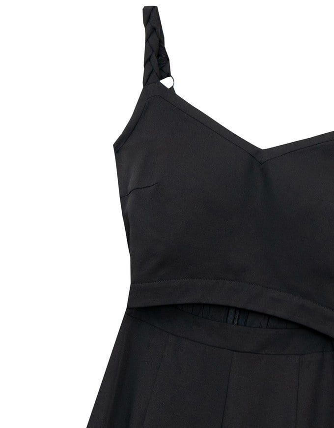 Contrast Spaghetti Strap Waist Cut Out Wide Leg Padded Jumpsuit