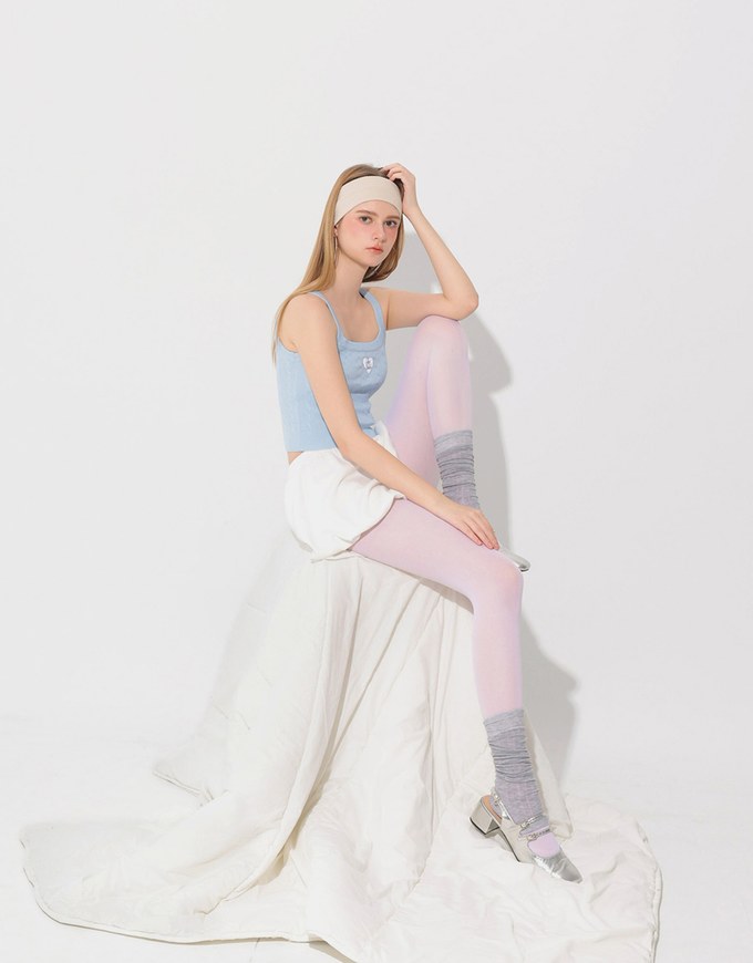 Ribbed Cable Knit Crop Tank Top with AIR SPACE Logo Embroidered Heart Detail