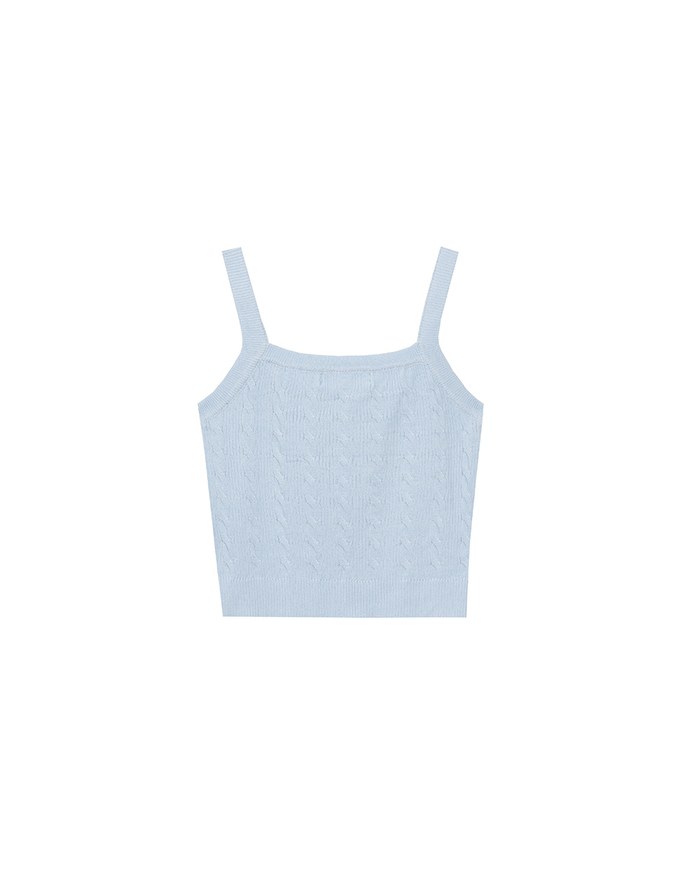 Ribbed Cable Knit Crop Tank Top with AIR SPACE Logo Embroidered Heart Detail