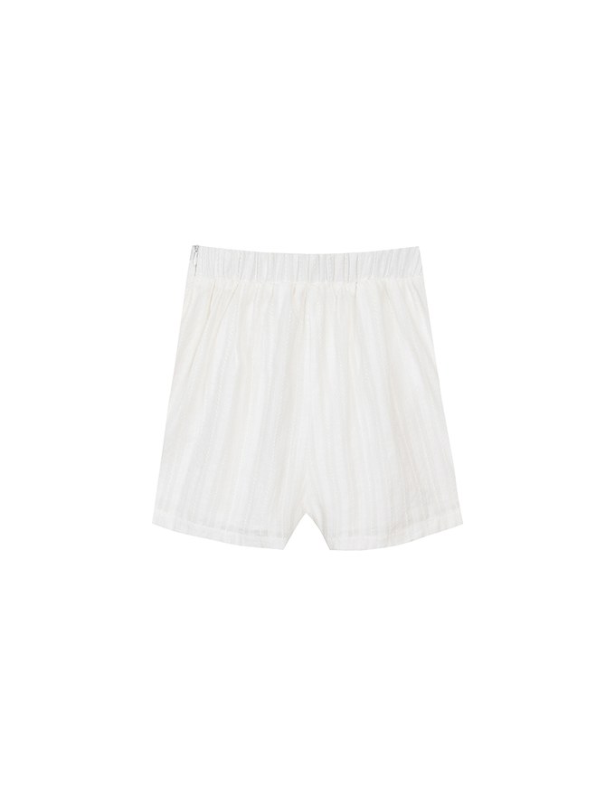 Textured Stripe Ruched Side Drawstring Mini Skorts